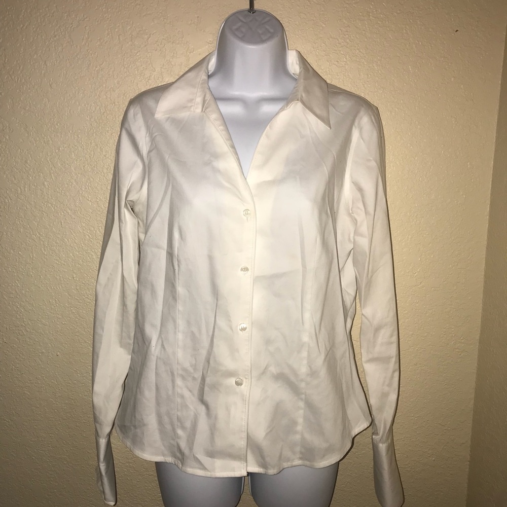 Beige button down work shirt
